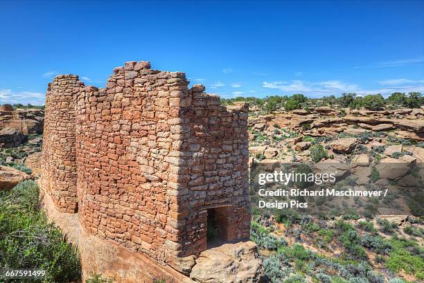 twin towers, square tower group, anasazi ruins, dated a.d. 1230 to 1275, hovenweep national monument - anasazi ruins bildbanksfoton och bilder