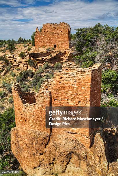 holly group, anasazi ruins, dates from a.d. 1230-1275, hovenweep national monument - anasazi ruins bildbanksfoton och bilder