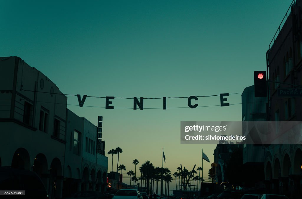 Sunset over Venice Beach, California, America, USA