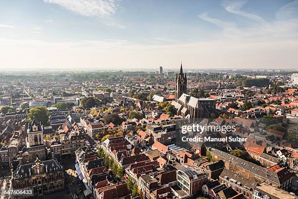 view from new church, delft, netherlands - delft stock pictures, royalty-free photos & images