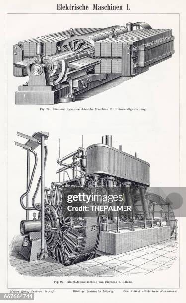 electric machine engraving 1895 - electromagnetic stock illustrations
