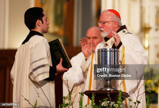 Cardinal Sean O'Malley presides over the Chrism Mass at the Cathedral of the Holy Cross in Boston on Apr. 11, 2017.