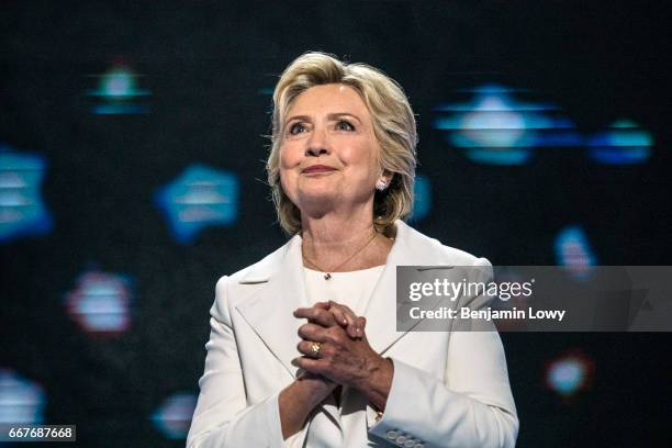 Democratic Presidential Candidate Hillary Clinton celebrates her nomination following the completion of the DNC on July 28, 2016 in Philadelphia, PA.