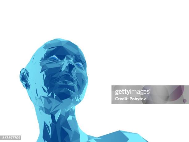 polygonal man isolated on white - portrait grid stock illustrations