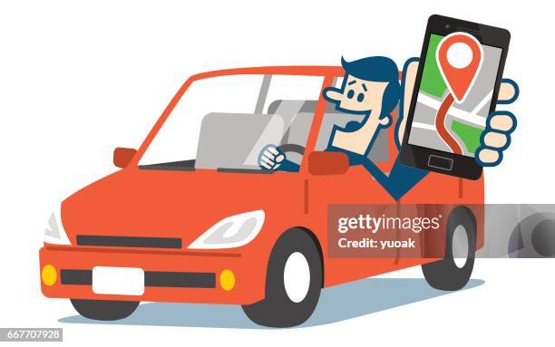 mobile gps navigation - parking sign stock illustrations