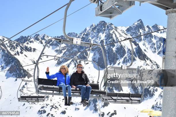 Founder and Leader of the political movement 'En Marche !' and candidate for the 2017 French Presidential Election Emmanuel Macron and his wife...