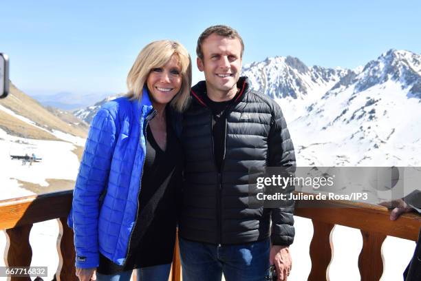 Founder and Leader of the political movement 'En Marche !' and candidate for the 2017 French Presidential Election Emmanuel Macron and his wife...