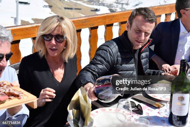 Founder and Leader of the political movement 'En Marche !' and candidate for the 2017 French Presidential Election Emmanuel Macron and his wife...