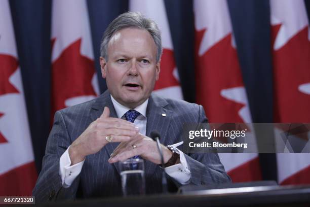 Stephen Poloz, governor of the Bank of Canada, speaks during a news conference at the National Press Theatre in Ottawa, Ontario, Canada, on...