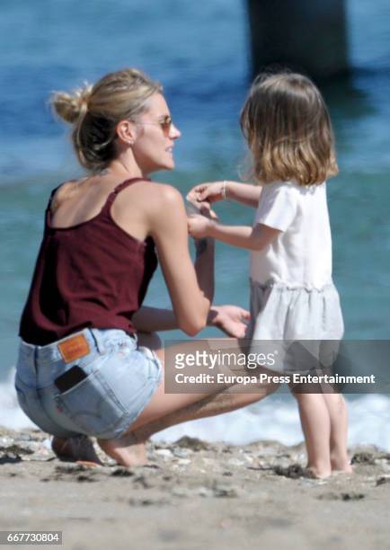 Amaia Salamanca and her daughter Olivia Varo are seen on March 19, 2017 in Marbella, Spain.