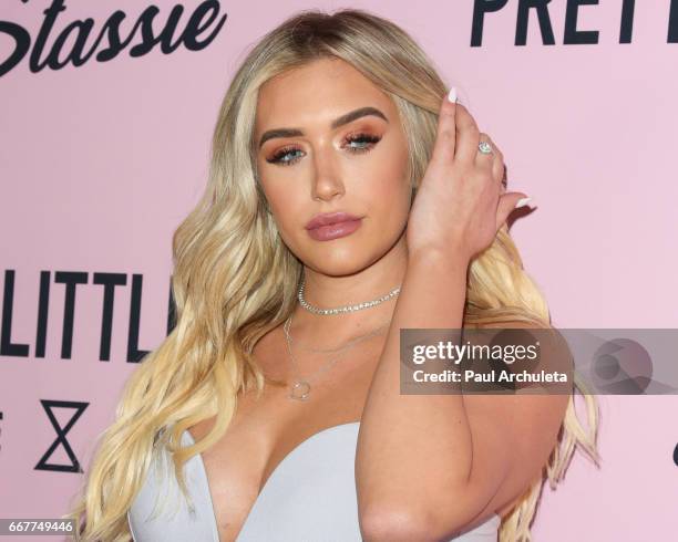 Social Media Personality Anastasia Karanikolaou attends the "PrettyLittleThing" campaign launch on April 11, 2017 in Los Angeles, California.