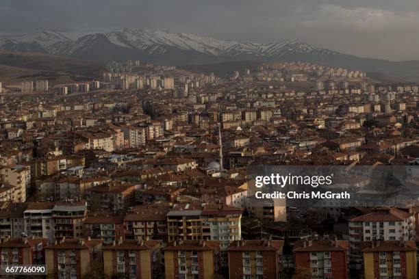 General view of the city on April 12, 2017 in Malatya, Turkey. Campaigning by both the "Evet" and "Hayir" camps has intensified across the country...