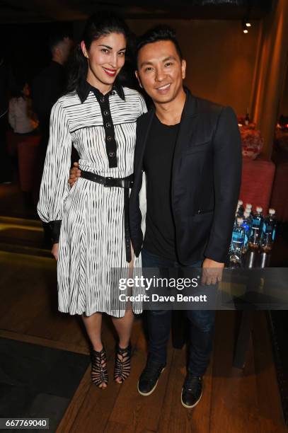 Caroline Issa and Prabal Gurung attend their dinner at Shochu Lounge at ROKA to celebrate the arrival of Spring 2017 at Selfridges with SmartWater on...