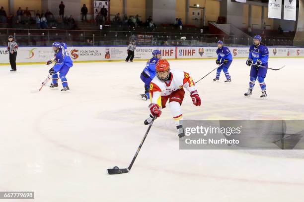 Xin He during Italy v China - IIHF Hockey Women's World Championship Division 1 Group B in Katowice, Poland, on April 12, 2017.