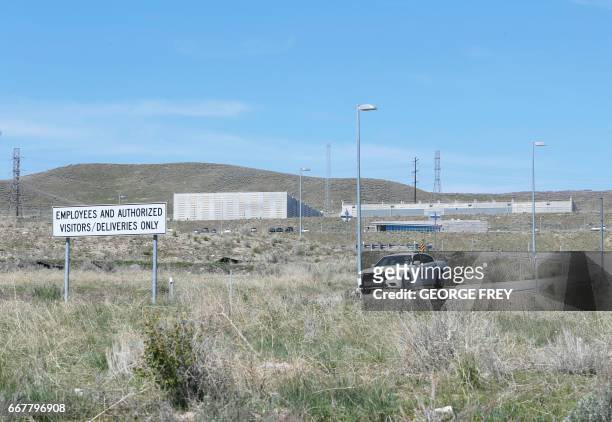 Security fences surround the National Security Agency's Utah data collection center in Bluffdale, Utah near Salt Lake City on April 12, 2017. 5...