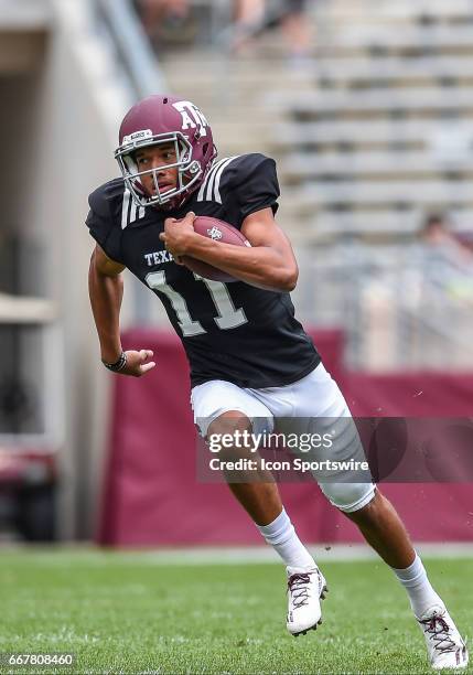 Texas A&M quarterback Kellen Mond runs the ball during the Texas A&M Aggies Spring Game on April 8 at Kyle Field in College Station, TX.