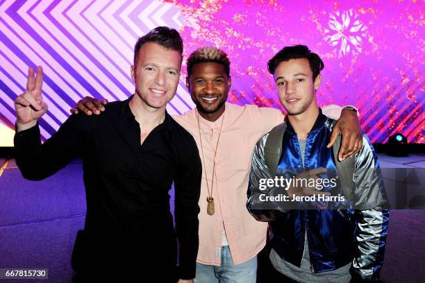 Co-founder and CEO Roman Tsunder, Usher and Cameron Dallas attend the 2017 PTTOW! Summit: Love & Courage at Terranea Resort on April 12, 2017 in...