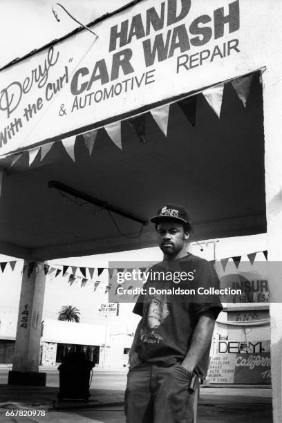 Deryl with the Curl outside his Hand Car Was and Automotive Repair shop at 1454 Florence Ave which he guarded with a gun during the Rodney King Riots...