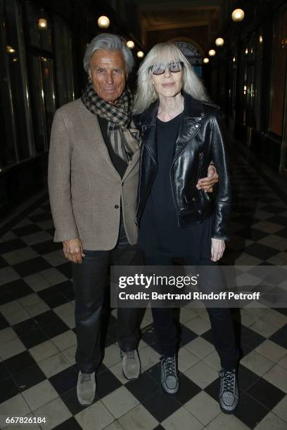 Francois Catroux and Betty Catroux attend "Mauvaise Reputation" Patrice Calmettes exhibition preview at Galerie Pierre Passebon on April 12, 2017 in...