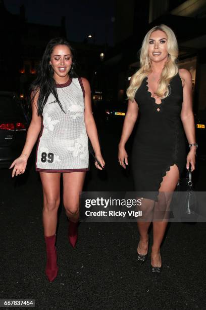 Marnie Simpson and Frankie Essex attend James Ingham's Jog-On to Cancer part 5 at Kensington Roof Gardens on April 12, 2017 in London, England.