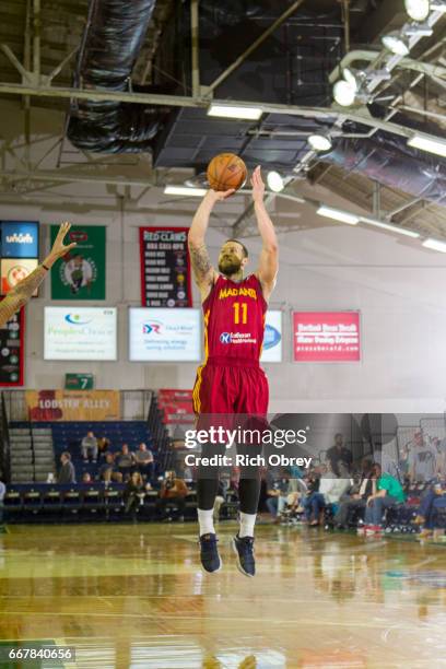 Trey McKinney-Jones of the Ft. Wayne Mad Ants hits a jumper against the Maine Red Claws in Game 3 of their first round playoff series on Wednesday,...