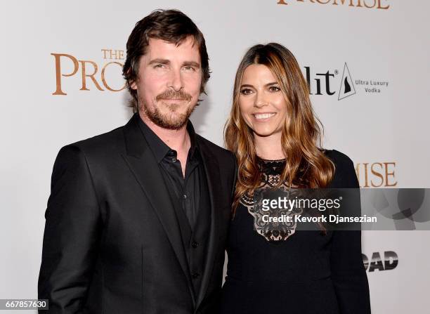 Actor Christian Bale and Sibi Blazic attend the premiere of Open Road Films' "The Promise" at TCL Chinese Theatre on April 12, 2017 in Hollywood,...