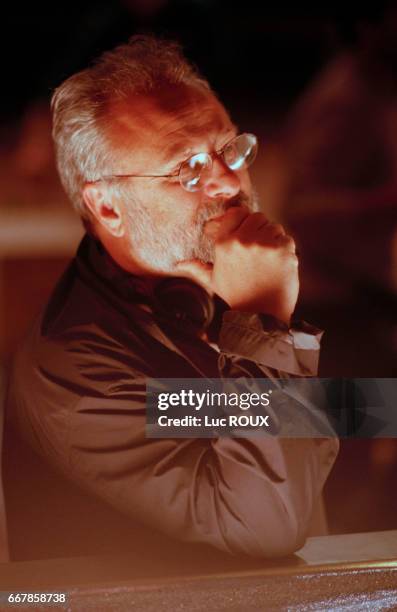 Belgian director Gerard Corbiau during the filming of his movie Le Roi Danse .