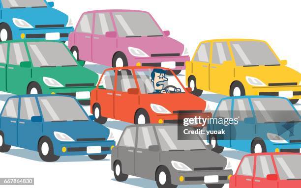 stockillustraties, clipart, cartoons en iconen met traffic jam - horrible car accidents