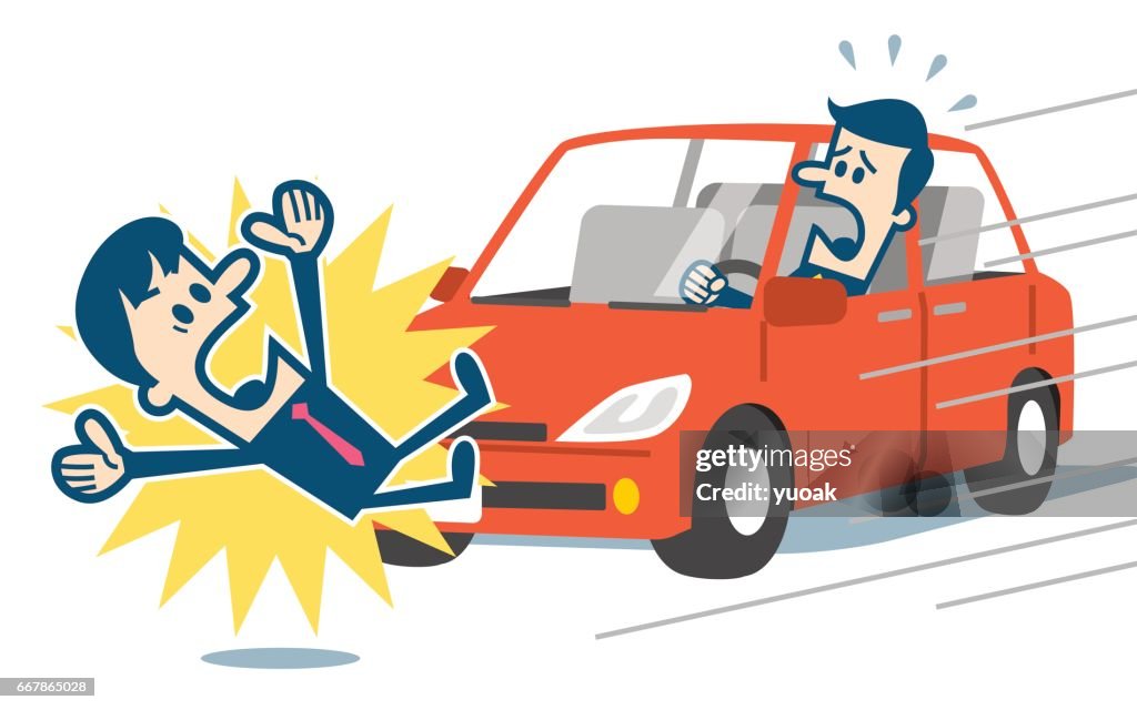 Businessman about to be hit by a car