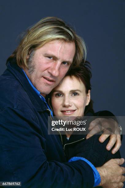 French actors Gerard Depardieu and Miou-Miou during the release of the film Germimal, based on the novel by Emile Zola and directed by Claude Berri.