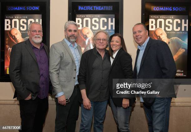 Executive producers Michael Connelly, Henrick Bastin, Eric Overmyer, LAPD consultants Mitzi Roberts and Tim Marcia at the Amazon Original Series...
