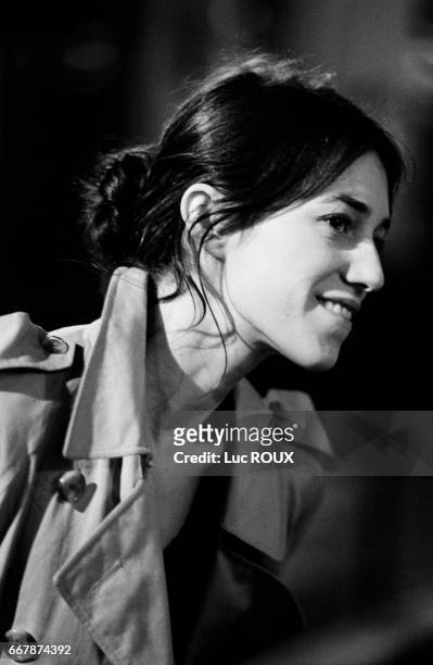 French actress and singer Charlotte Gainsbourg on the set of the film Ma Femme est une Actrice , directed by her husband, French actor and director...