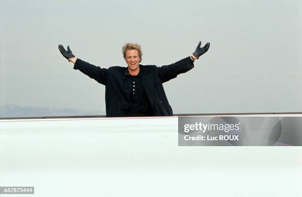 French actor Christopher Lambert on the set of Why Me?, directed by Gene Quitano.