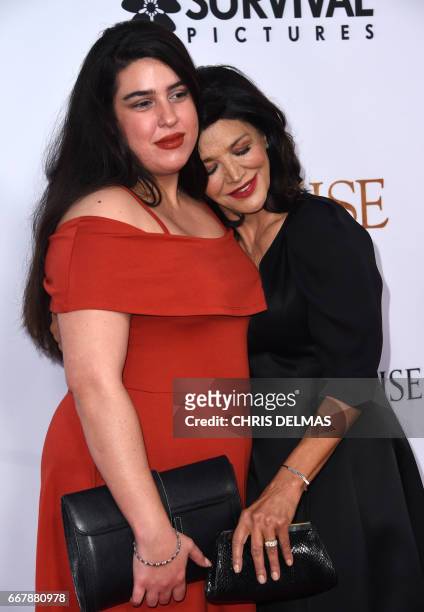 Shohreh Aghdashloo and daughter Tara Touzie attend the premiere of 'The Promise' at the Chinese theatre in Hollywood, on April 12, 2017. / AFP PHOTO...