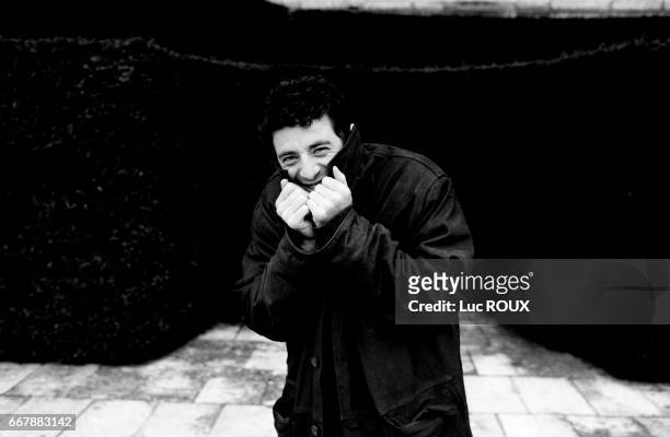 French actor and singer Patrick Bruel on the set of the film K, directed Alexandre Arcady.