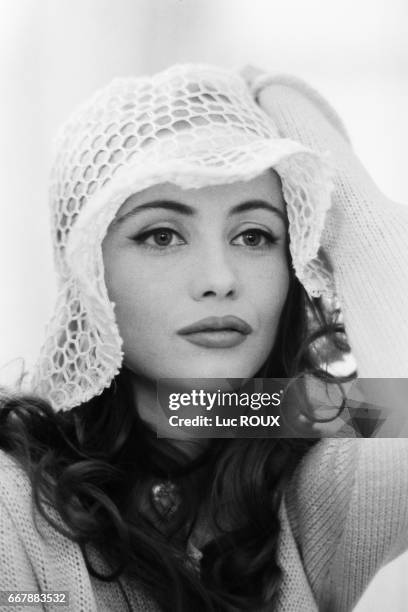 French actress Emmanuelle Beart during a photo shoot at the Ritz hotel in Paris.
