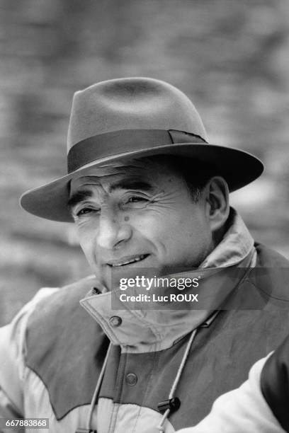 French actor Claude Brasseur on the set of the film L'Orchestre Rouge , directed by Jacques Rouffio.