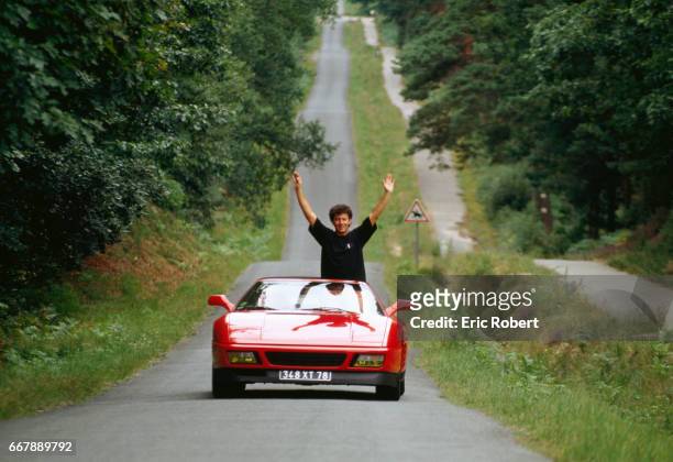 French Singer Francois Feldman in Sports Car
