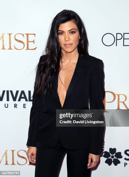 Personality Kourtney Kardashian attends the premiere of Open Road Films' "The Promise" at TCL Chinese Theatre on April 12, 2017 in Hollywood,...
