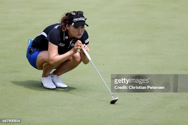 So Yeon Ryu of Republic of Korea putts on the seventh green during the first round of the LPGA LOTTE Championship Presented By Hershey at Ko Olina...