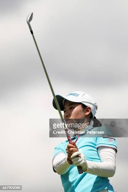 Suzuka Yamaguchi of Japan plays a tee shot on the eighth hole during the first round of the LPGA LOTTE Championship Presented By Hershey at Ko Olina...