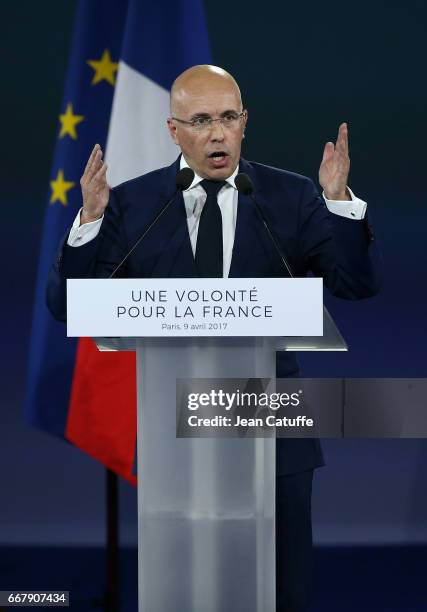 Eric Ciotti participates at the rally party for French presidential candidate Francois Fillon of Les Republicains at Porte de Versailles on April 9,...