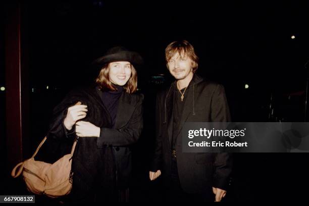 French actress Isabelle Adjani with singer and songwriter Renaud attend the premiere of the movie Germinal, based on the novel by Émile Zola and...