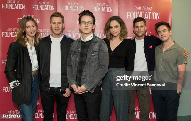 Caitlin Gerard, Dustin Lance Black, Austin P. McKenzie, Fiona Dourif, Charlie Carver and Kevin McHale attend SAG-AFTRA Foundation's Conversations...