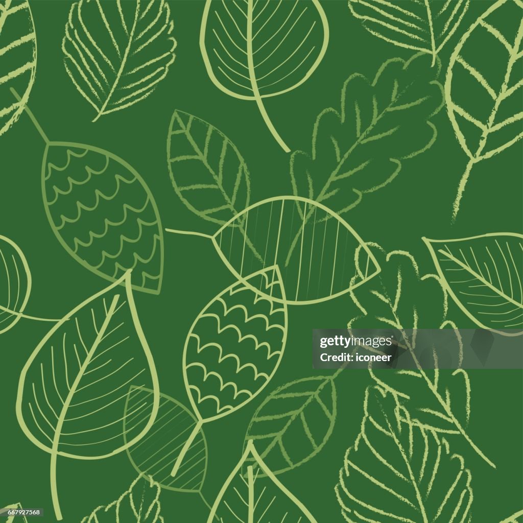 Green Leaves Transparent Doodle Wallpaper Seamless Pattern Retro Design  High-Res Vector Graphic - Getty Images
