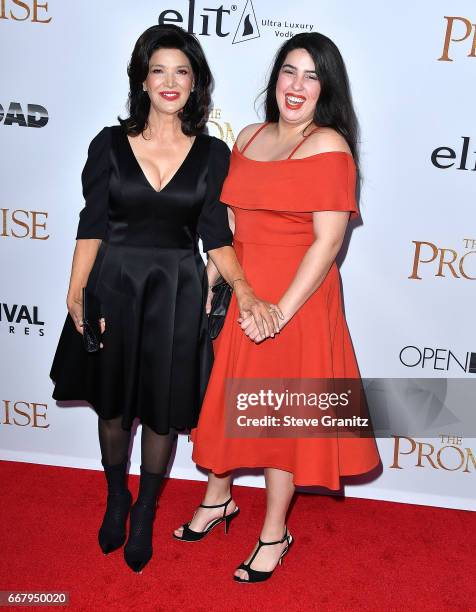 Shohreh Aghdashloo, Tara Touzie arrives at the Premiere Of Open Road Films' "The Promise" at TCL Chinese Theatre on April 12, 2017 in Hollywood,...