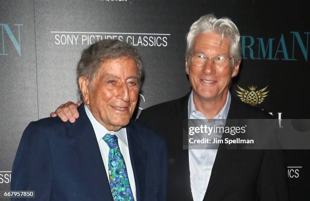 Singer Tony Bennett and actor Richard Gere attend the screening of Sony Pictures Classics' "Norman" hosted by The Cinema Society with NARS & AVION at...