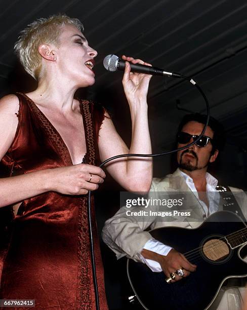 Annie Lennox and Dave Stewart performing in concert circa 1989 in New York City.