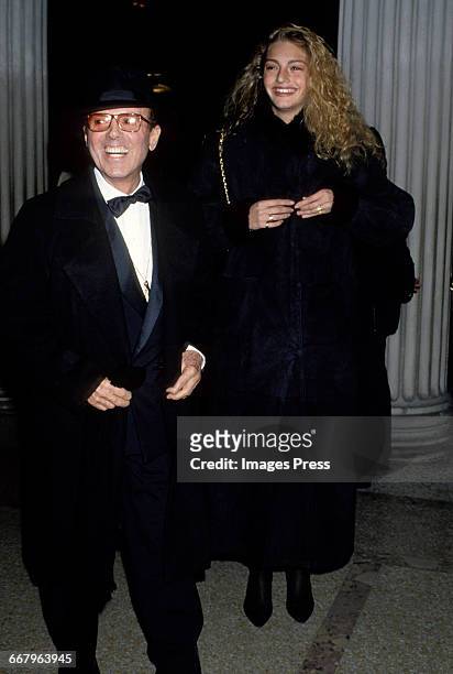 Francesco Scavullo and Michaela Bercu attend the Annual Costume Institute Exhibition Gala at the Metropolitan Museum of Art circa 1989 in New York...