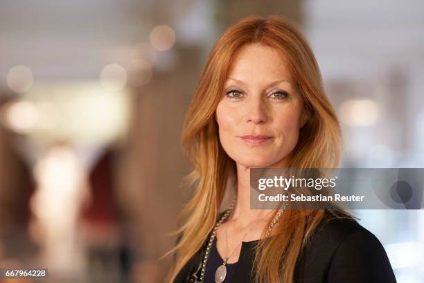 Actress Esther Schweins is seen on set during the shooting of the new documentary series 'Guardians of Heritage' by German TV channel HISTORY at...